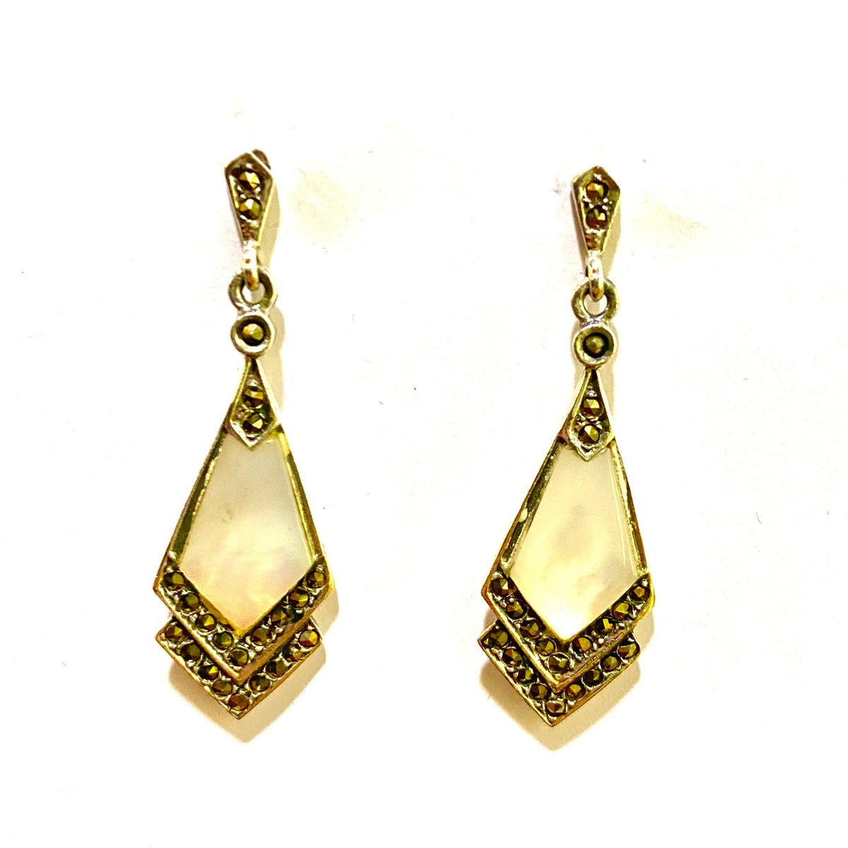 Mother of Pearl Marcasite Earrings