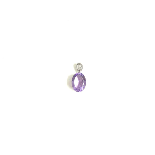 10ct White Gold Amethyst Pendant