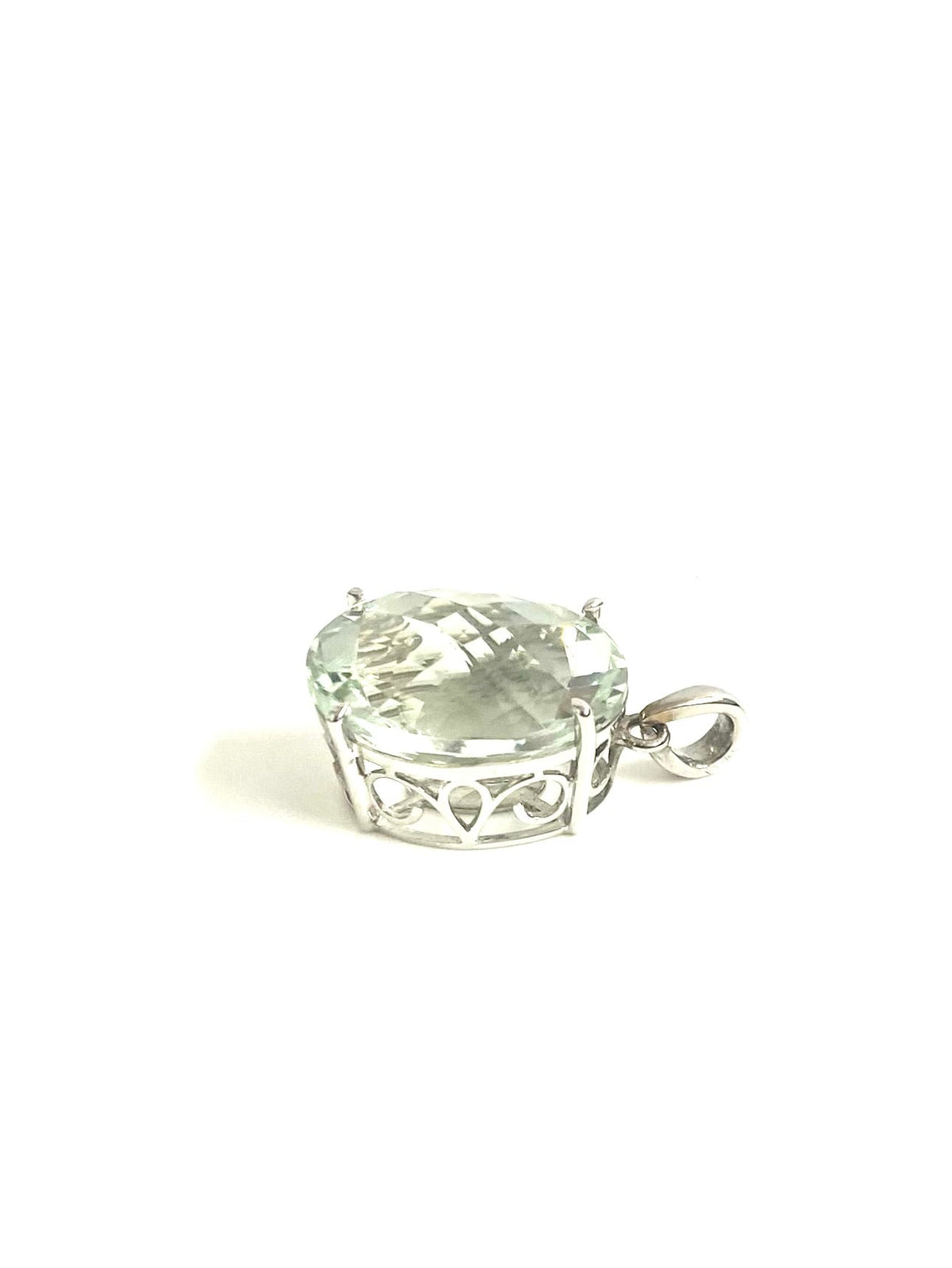 9ct White Gold Green Citrine Pendant