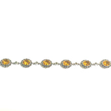 Sterling Silver Marcasite and Oval Cut Citrine Bracelet