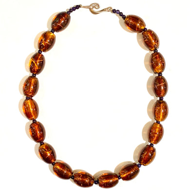 Venetian Glass and Blue Sunstone Beaded Necklace