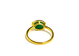 9ct Yellow Gold Bezel set,Oval Emerald Ring