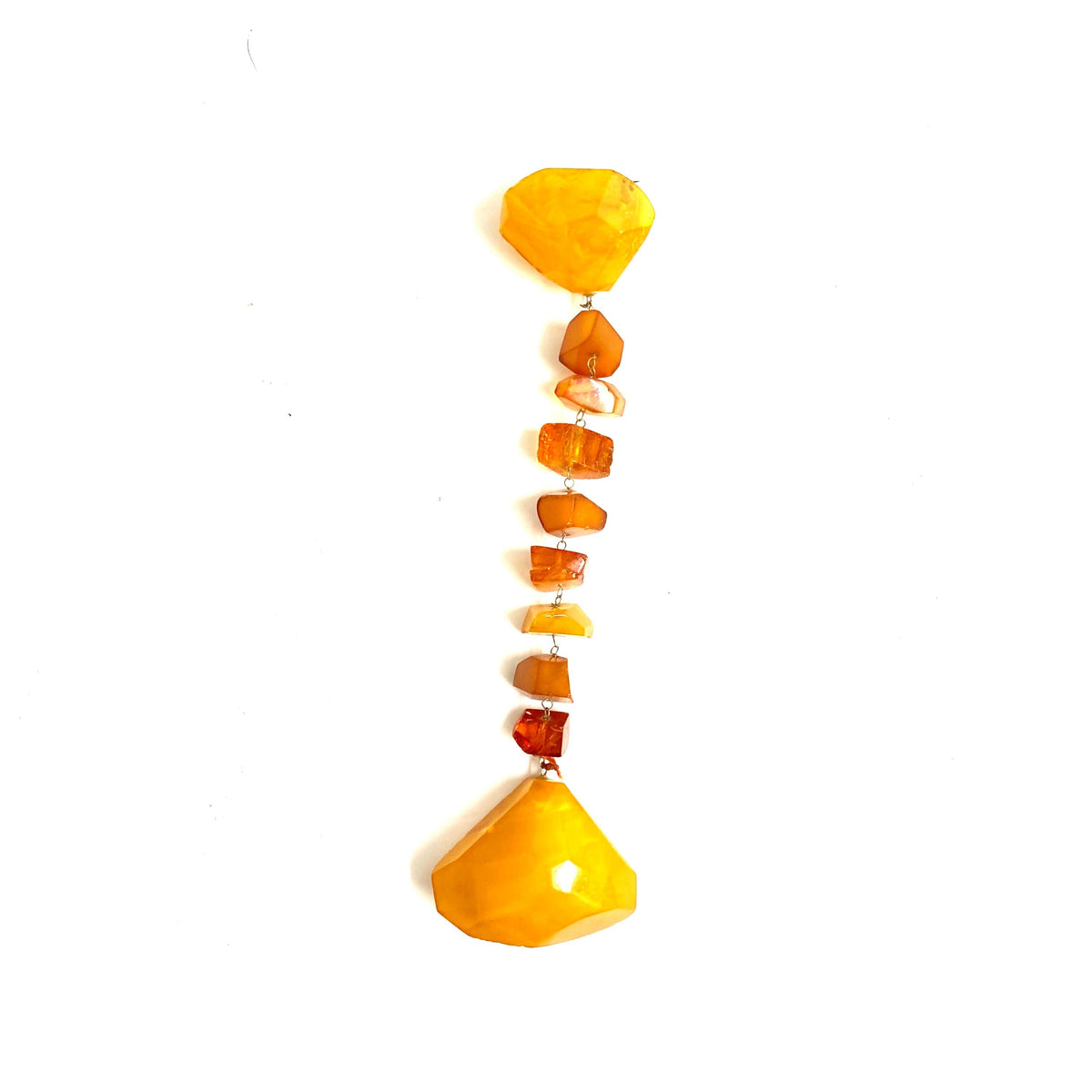 Vintage Carved Baltic Amber and Brass Brooch
