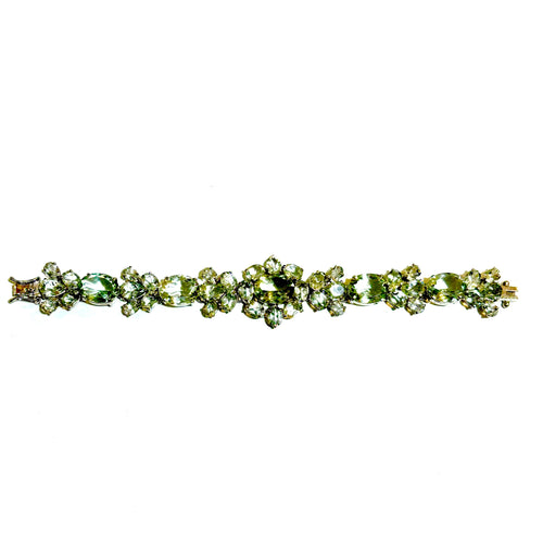 Sterling Silver Green Citrine Cluster Bracelet