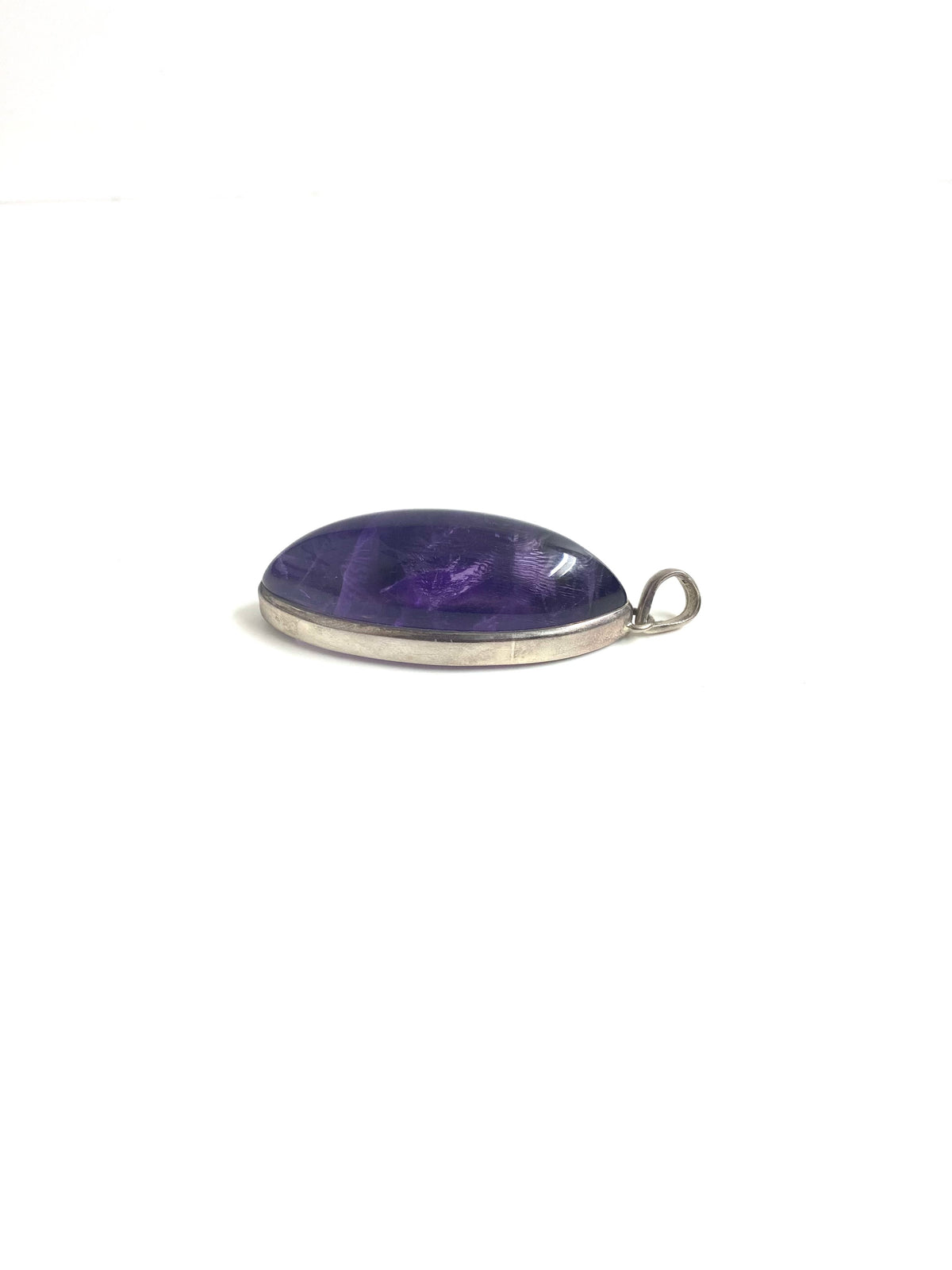 Sterling Silver Amethyst Long Oval Pendant