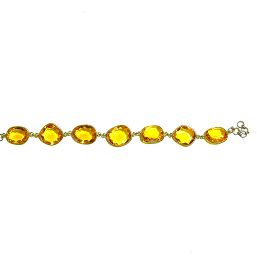 Sterling Silver Freeform Faceted Citrine Linked Bracelet