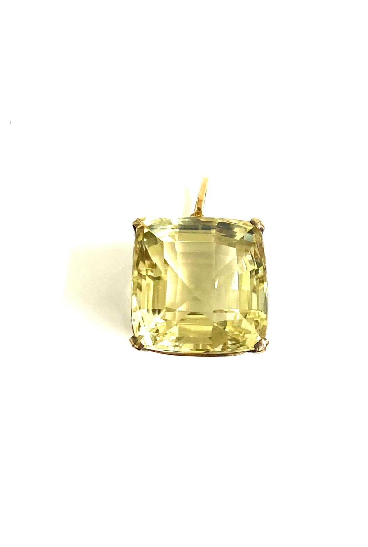 18ct Yellow Gold 100ct Citrine Square Pendant