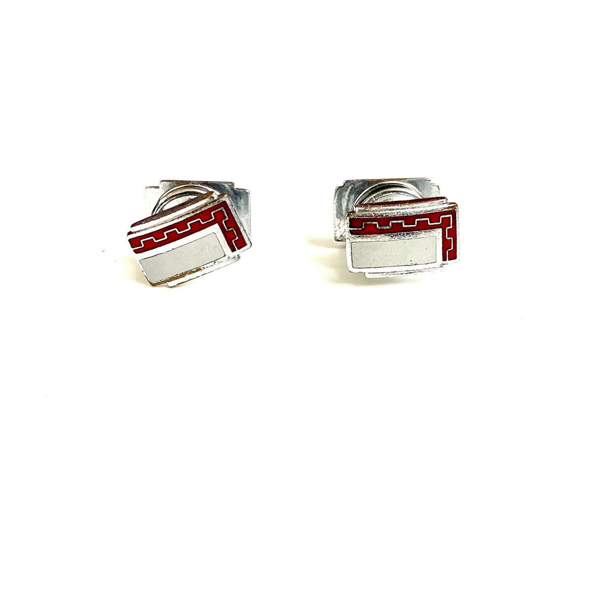 Enamel and Sterling Silver Rectangle Cufflinks