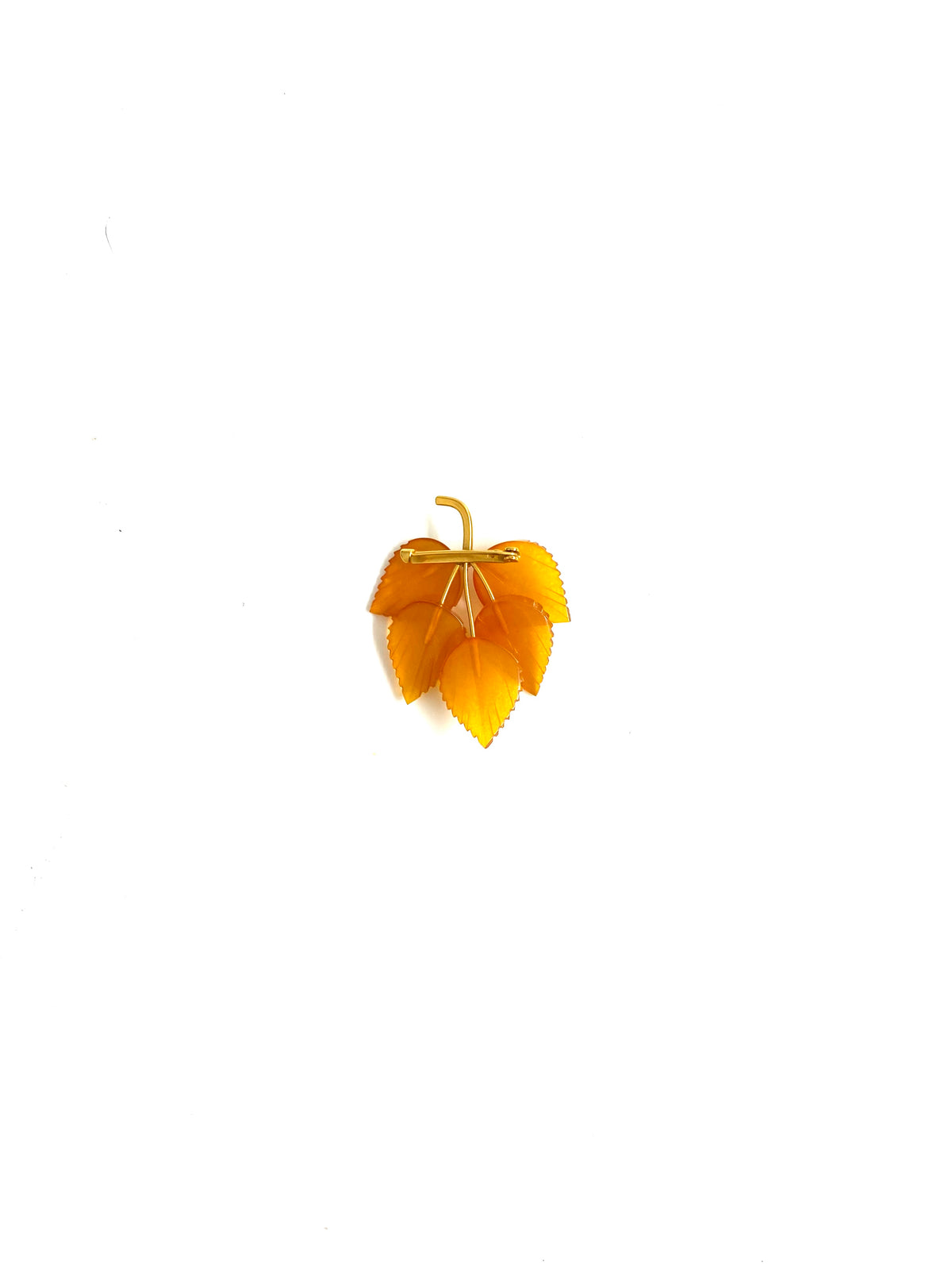 18ct Gold Amber Leaf Brooch