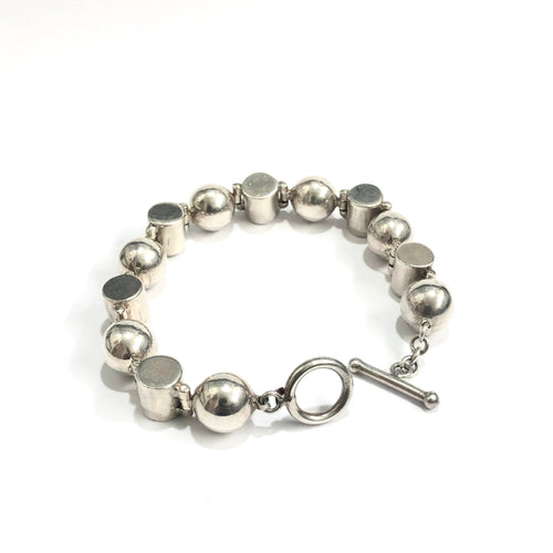 Alternating Shaped Sterling Silver Bracelet