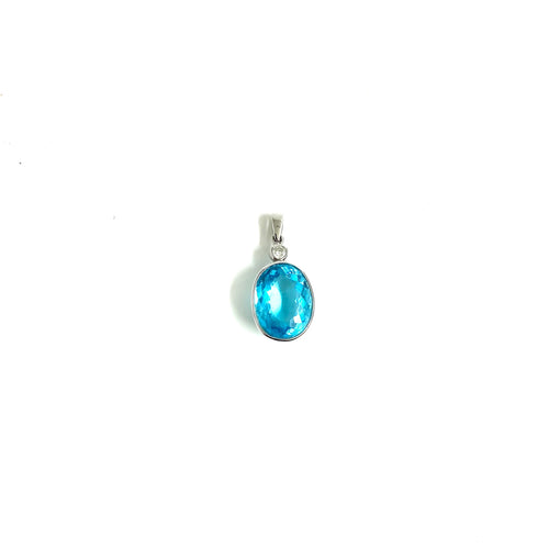 9ct White Gold Diamond and Topaz Pendant