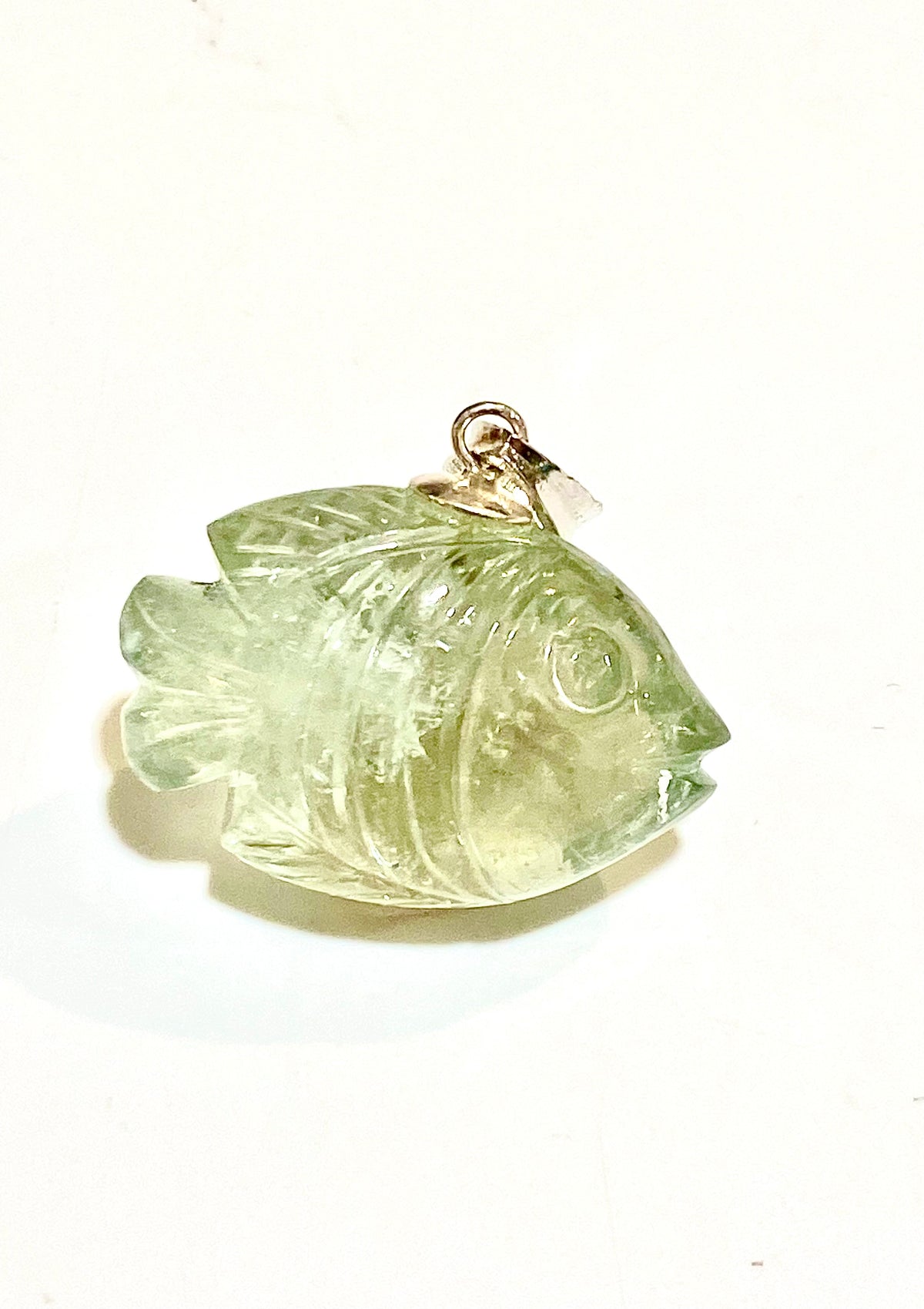 Hand-carved Fluorite Fish Pendant