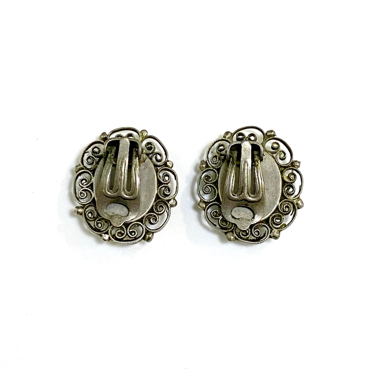 Ornate Floral Micro Mosaic Clip On Earrings