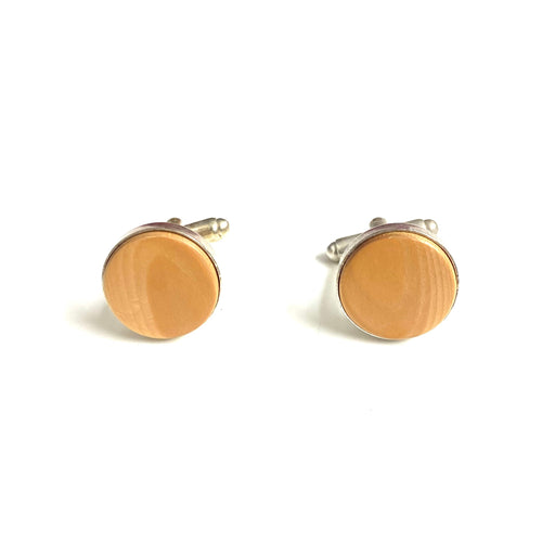 Costume Wooden Circle Cufflinks