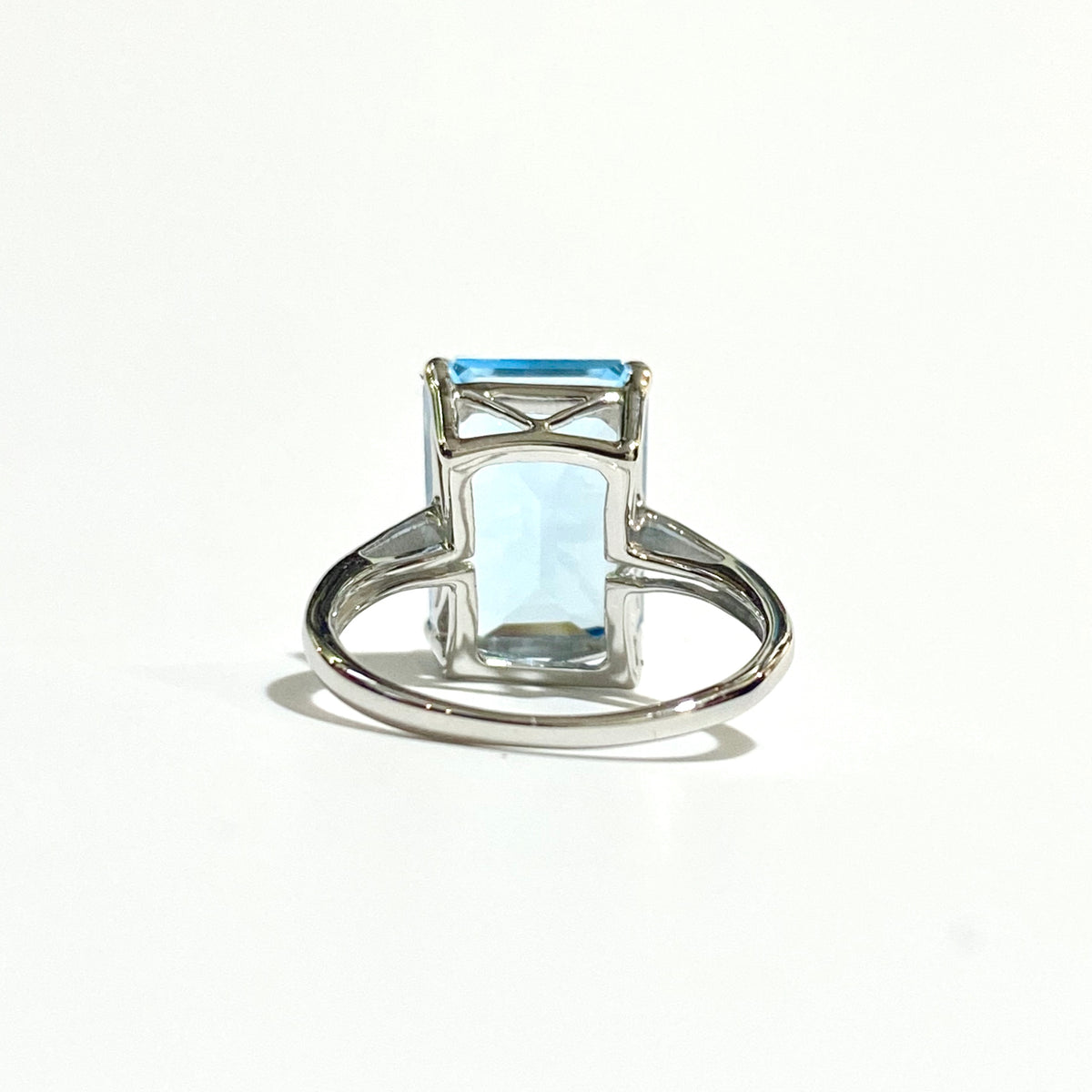 Sterling Silver Rectangular Cut Blue Topaz Ring