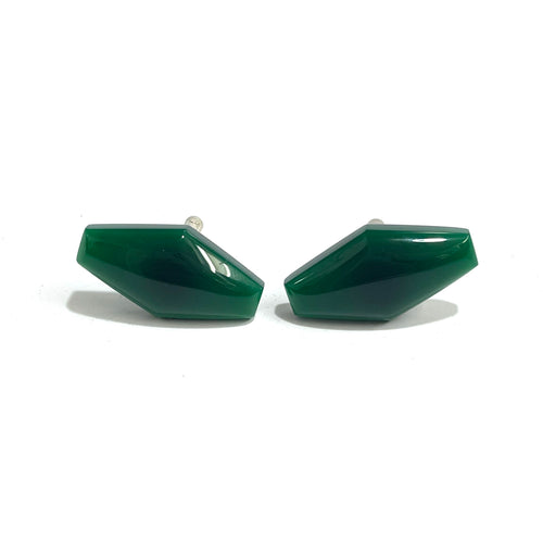 Sterling Silver Green Onyx Rhombus Cut Cufflinks