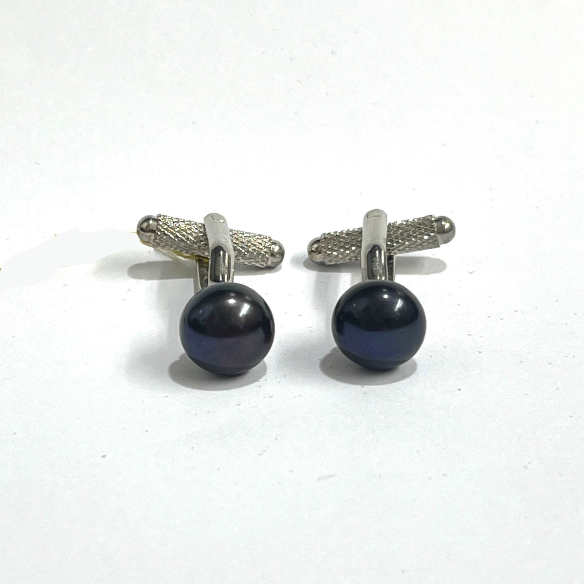 Sterling Silver Black Tahitian Pearl Cufflinks