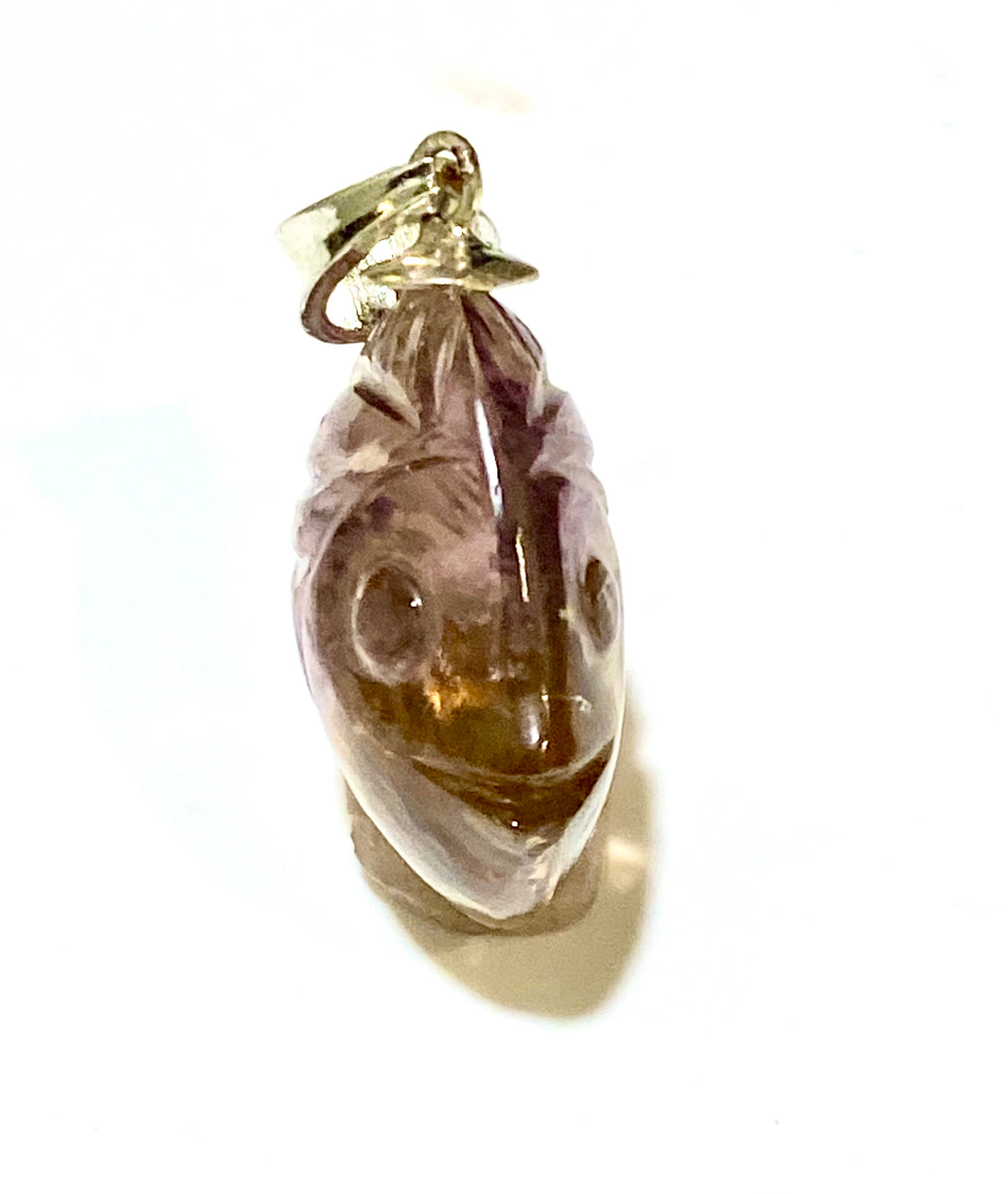 Hand-carved Amethyst Fish Pendant
