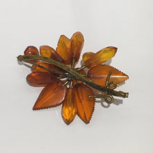 Vintage Natural Baltic Amber Floral Brooch