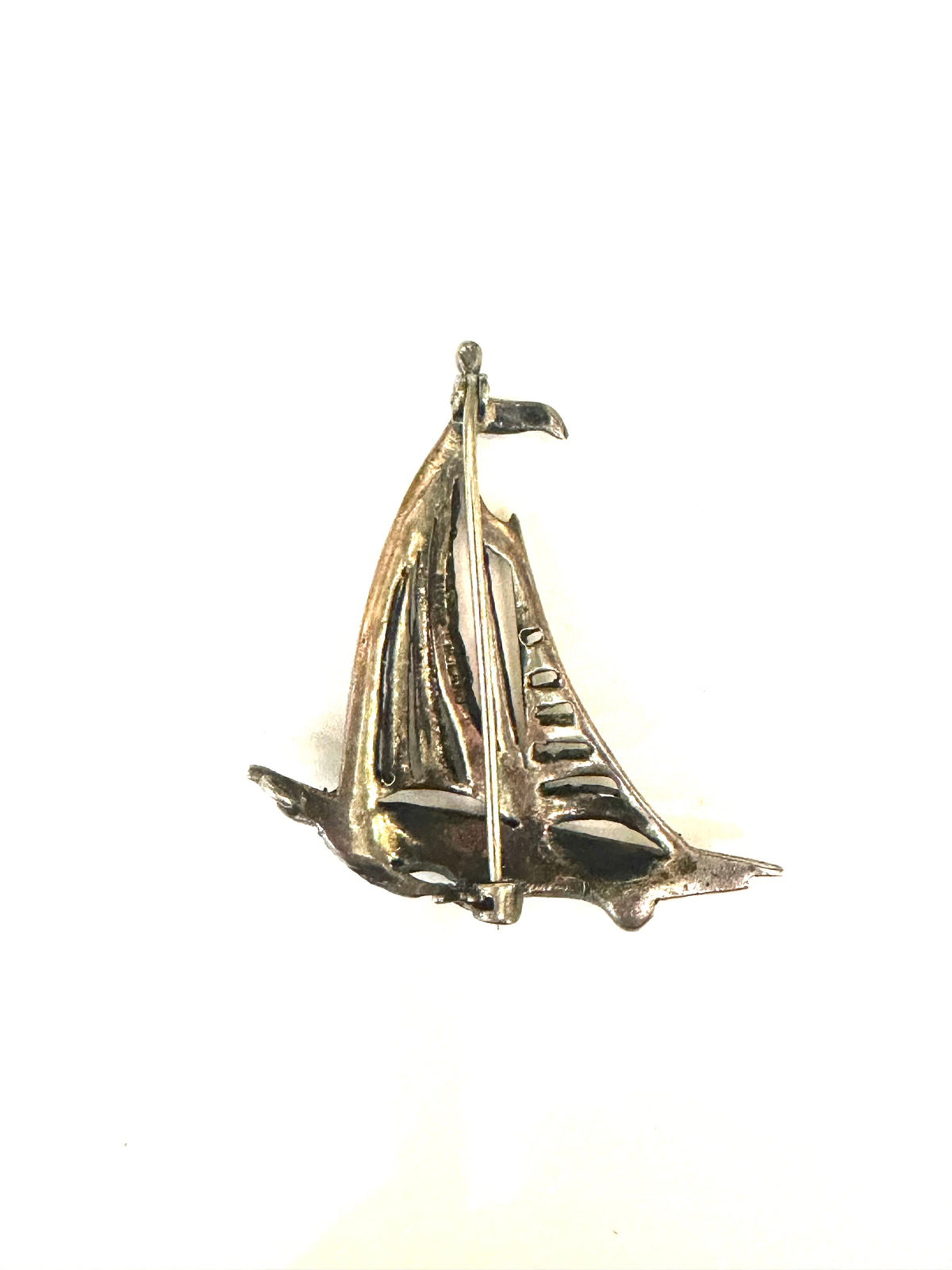 Vintage Sterling silver Marcasite Yacht Brooch