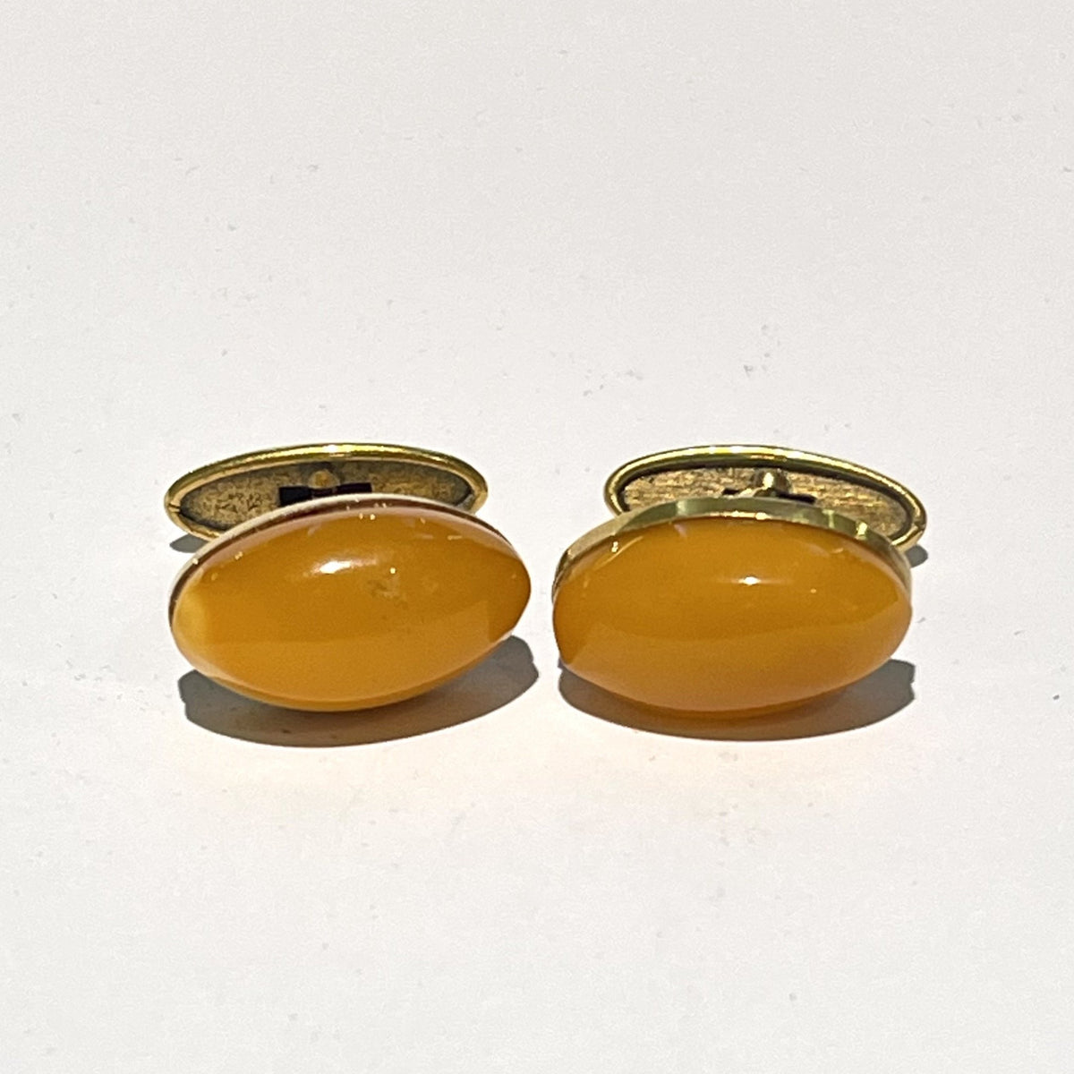 Antique Gold Butterscotch Amber Cufflinks