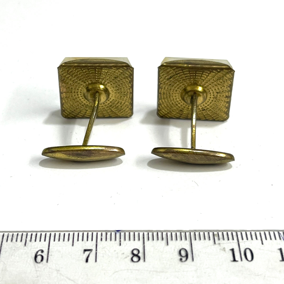 Vintage Brass Alabaster Square Cufflinks