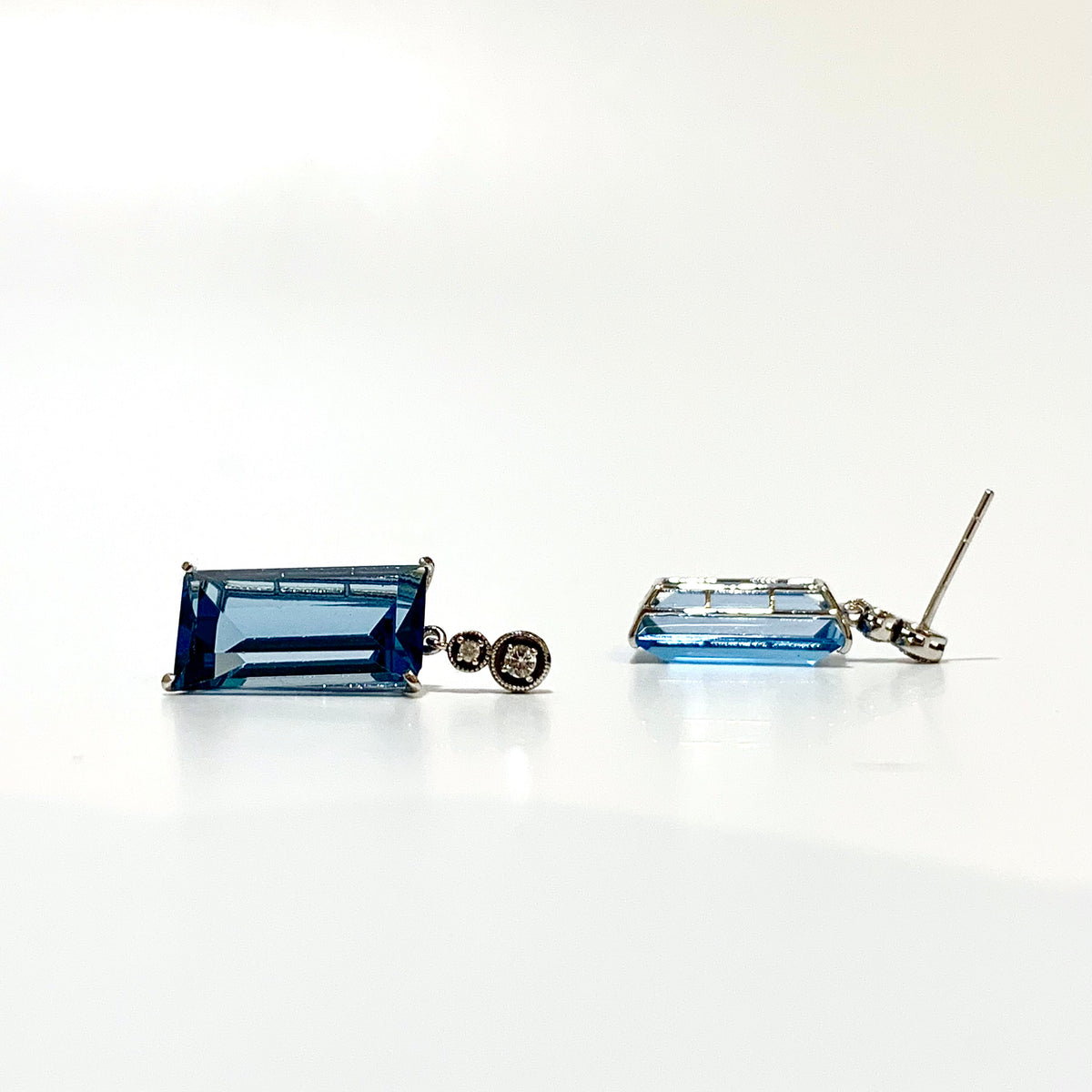 London Blue Topaz and Diamond Stud Drop Earrings
