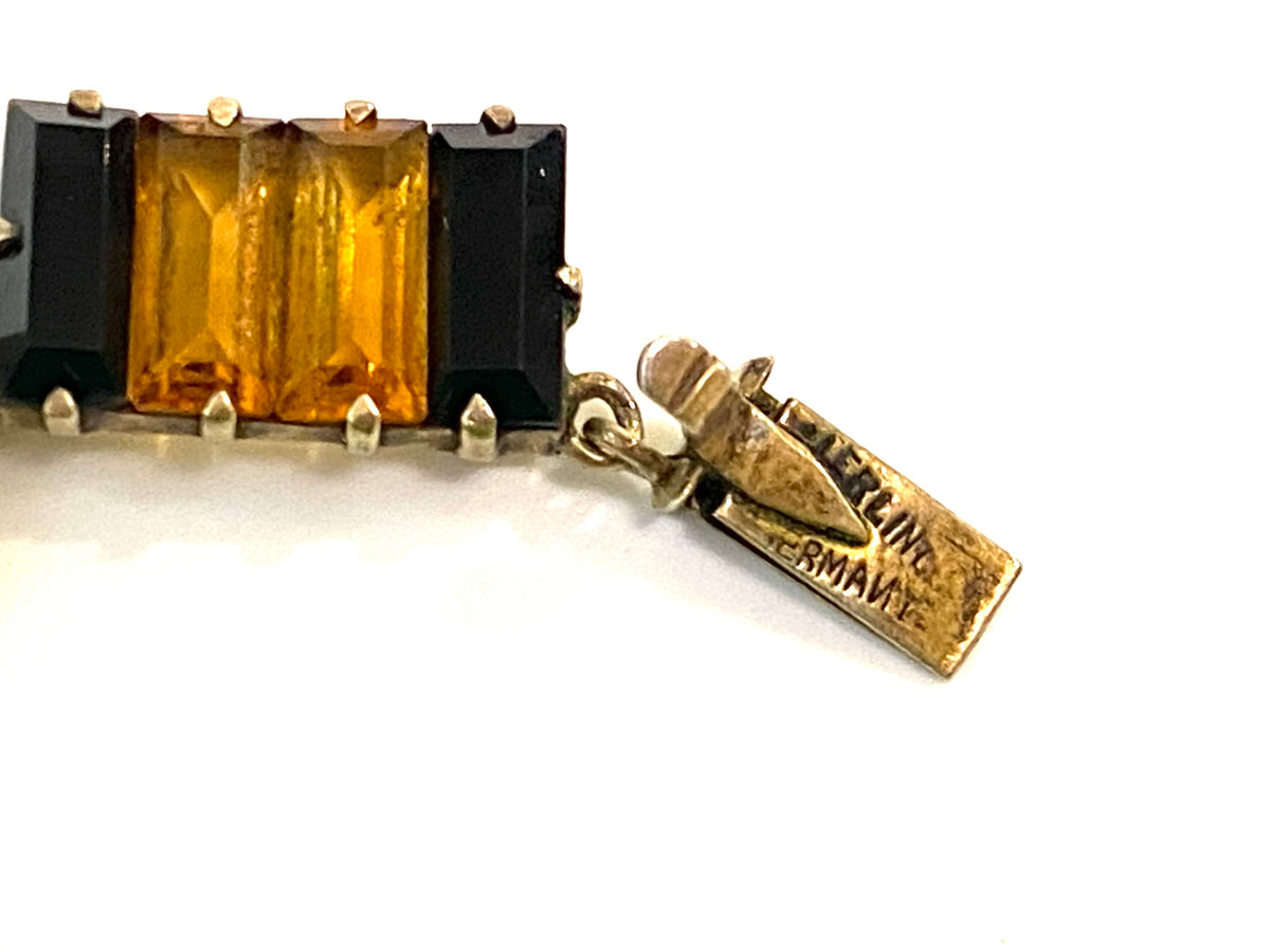 Art Deco Faceted Citrine and Onyx Collar Necklace