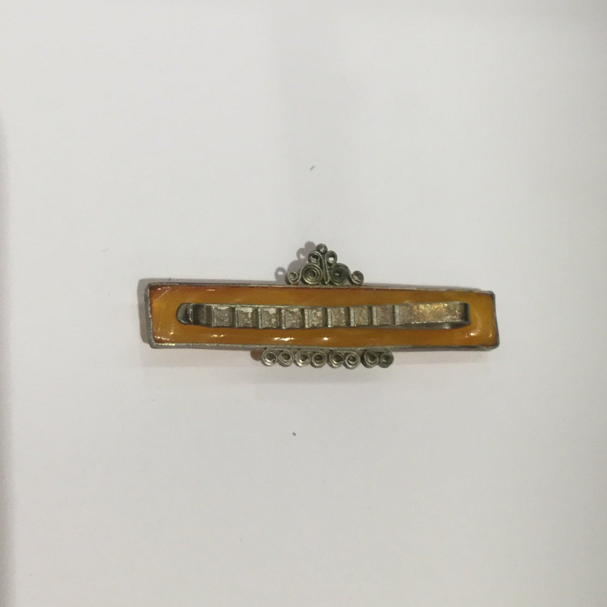 Vintage Sterling Silver Natural Baltic Amber Tie Clip