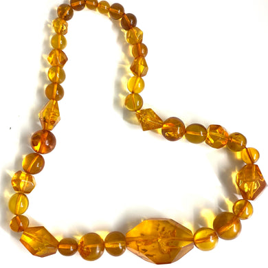Stunning Large Art Deco Faceted Amber Necklace