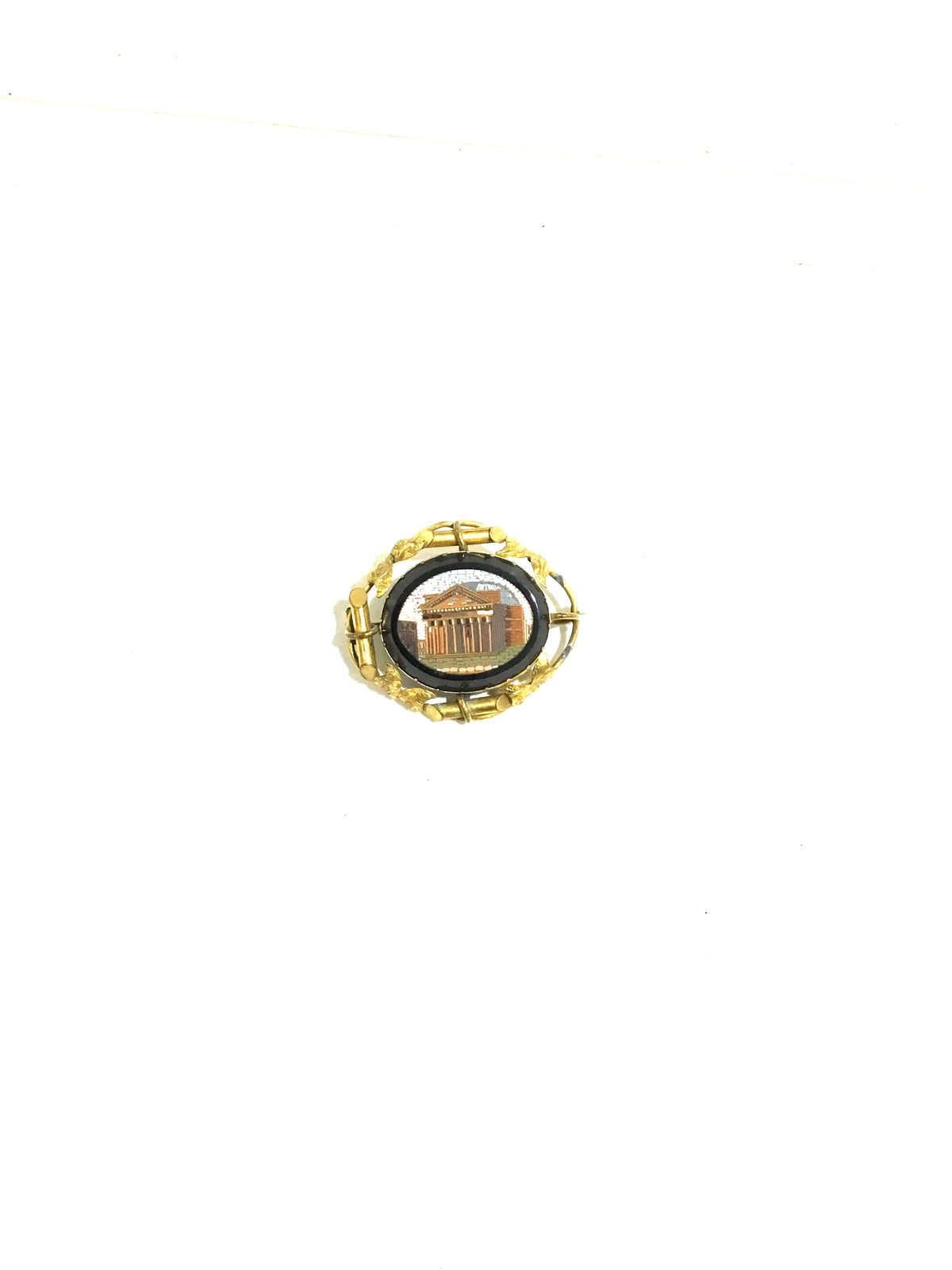 Victorian Pinchback Pietra Dura Mosaic Brooch