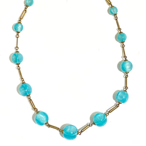 Teal Blue Murano Glass Beaded Necklace