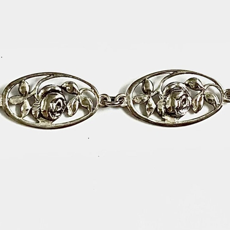 Handmade sterling silver rose bracelet
