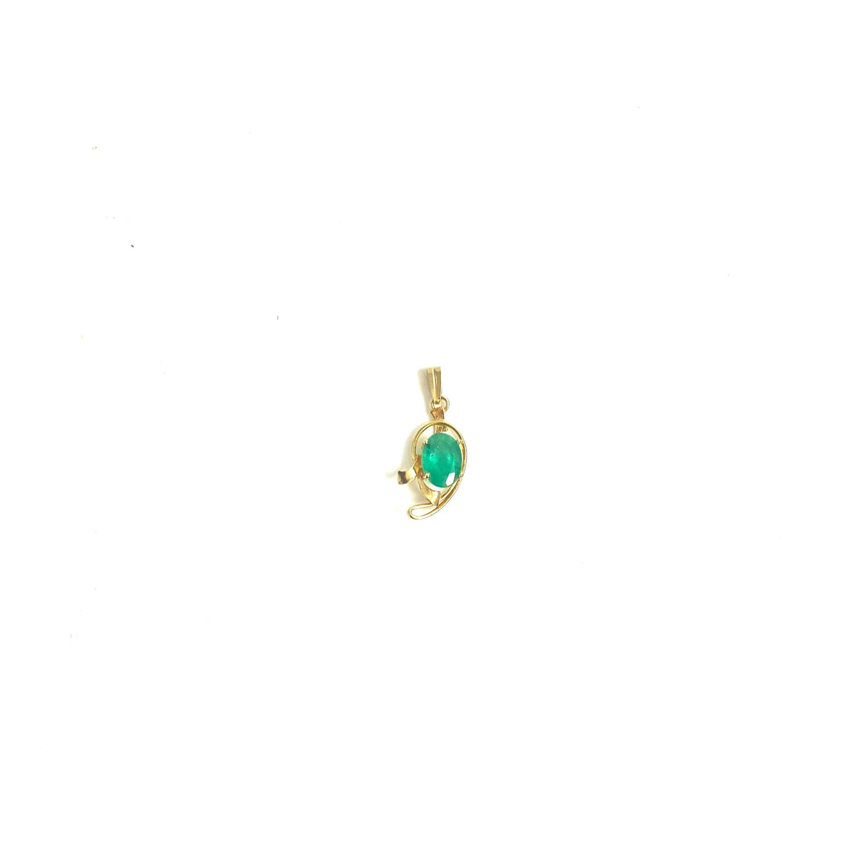 Sterling Silver Gold Plate Emerald Pendant