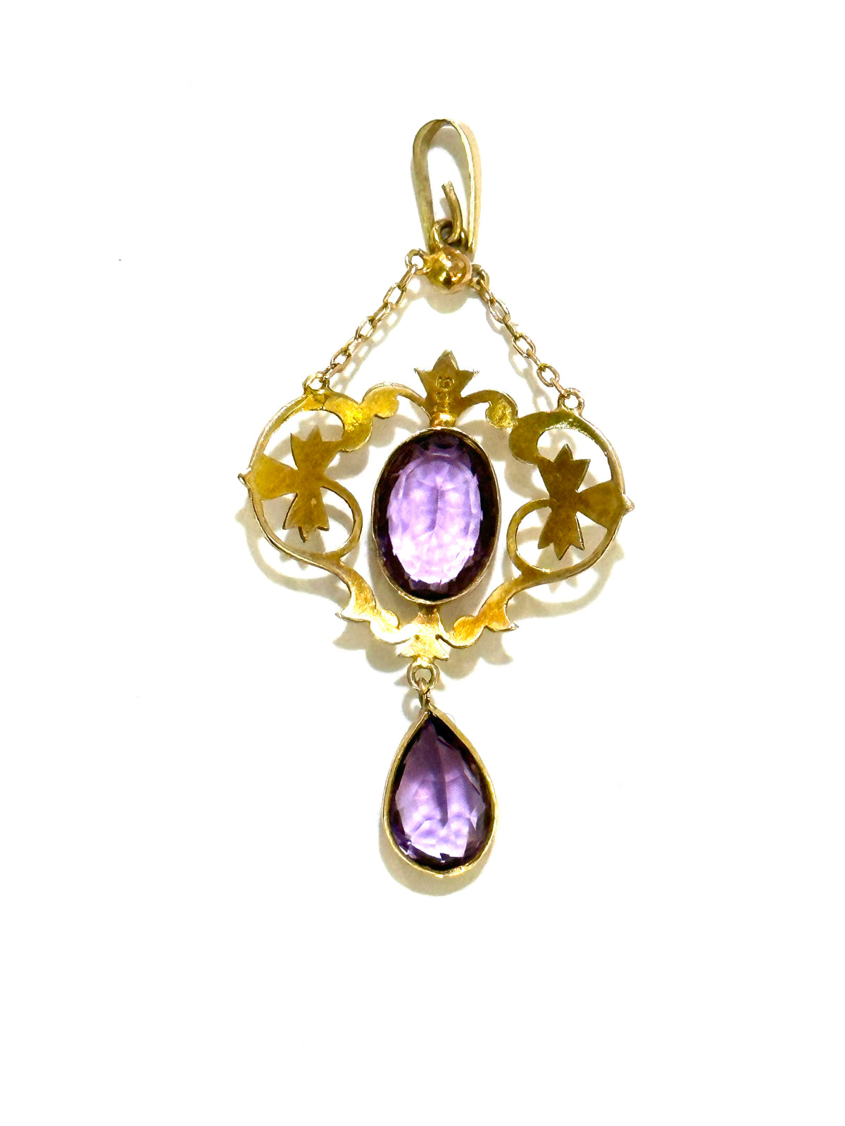 Antique 9ct Yellow Gold Amethyst Pendant