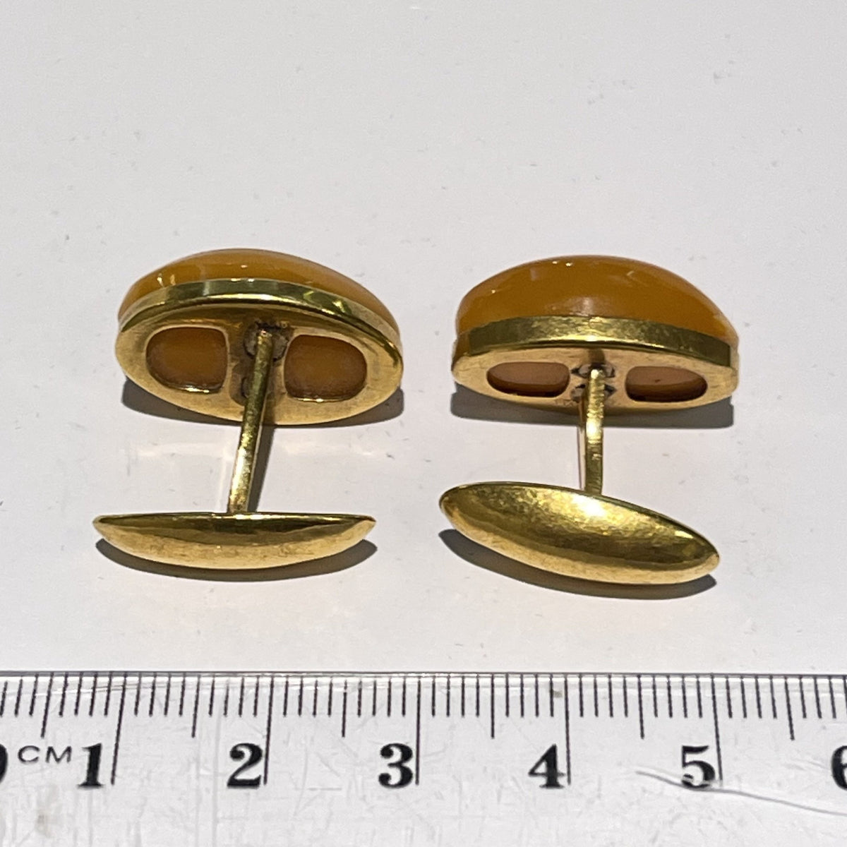 Antique Gold Butterscotch Amber Cufflinks