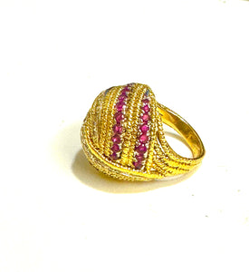 Vintage Gioielleria Romania Rome Ruby and Diamond Ring