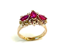 18ct White Gold Marquise Diamond Ruby set Cocktail Ring