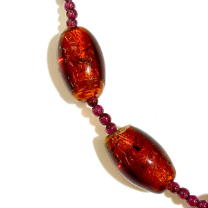 Venetian Glass and Garnet Beaded Necklace