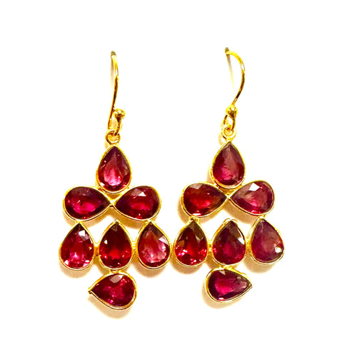 Gold Plated Rhodolite Garnet Earrings