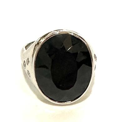 18ct White Gold 30.75ctw Black Sapphire and Diamond Ring