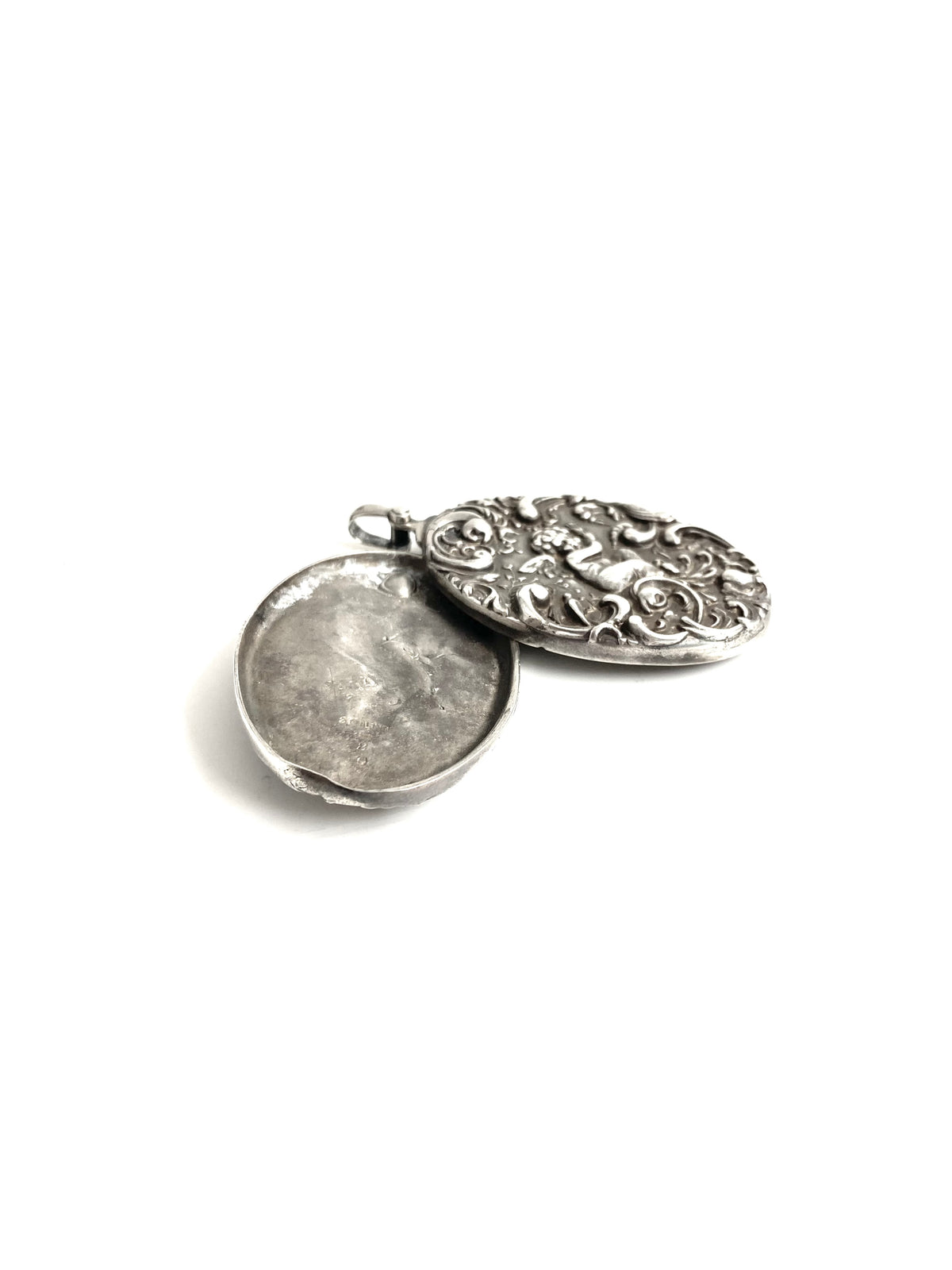 Sterling Silver Heavy French Cherub Locket