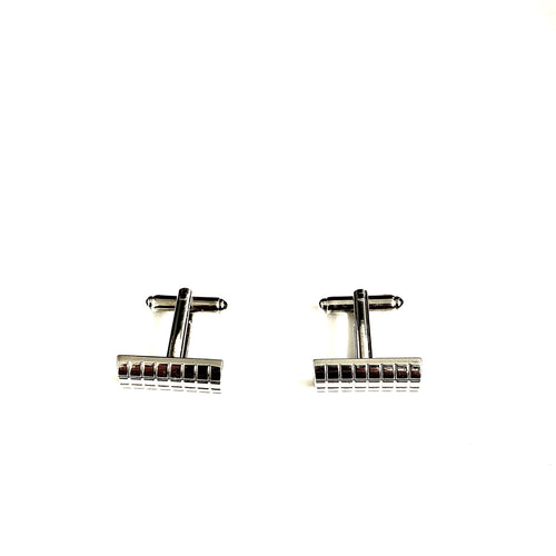 Costume Rectangle Criss Cross Engraved Cufflinks