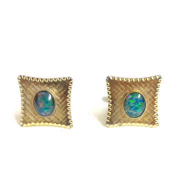 Vintage 1960's Synthetic Opal Costume Cufflinks