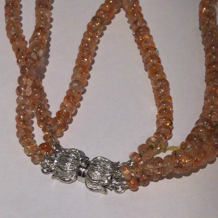 Sterling Silver Graduated Sunstone Multi-Strand Necklace