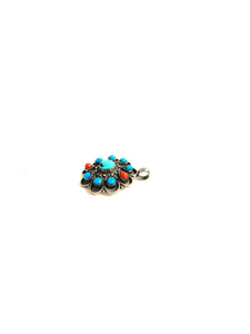 Sterling Silver Turquoise and Coral Pendant