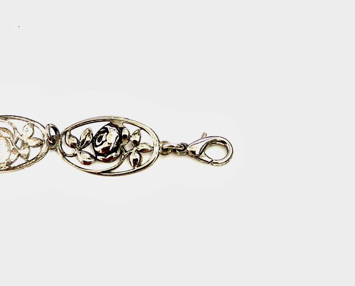 Handmade sterling silver rose bracelet