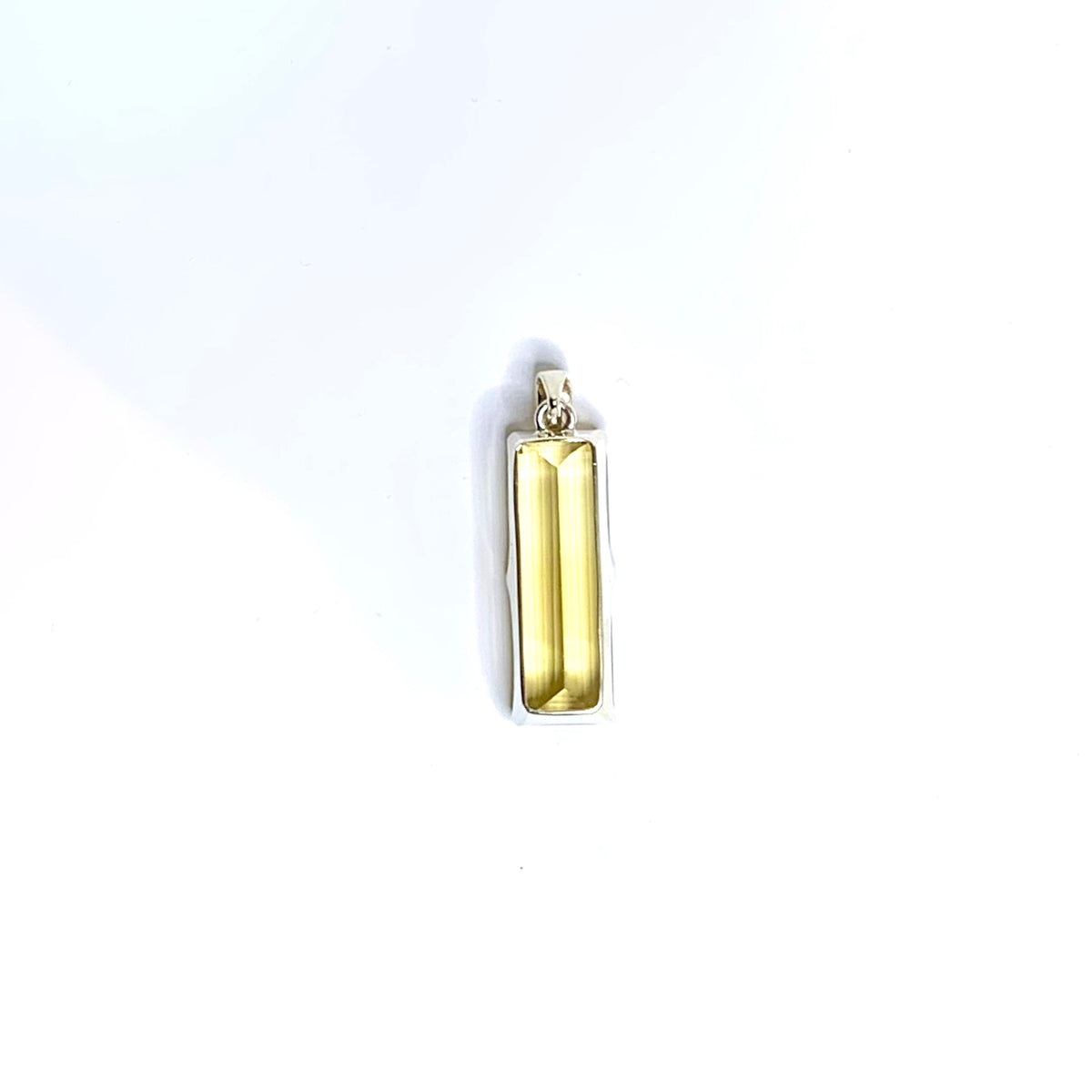 Sterling Silver Rectangular Cut Citrine Pendant