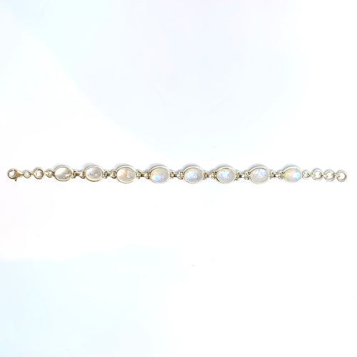 Sterling Silver Cabochon Moonstone Bracelet