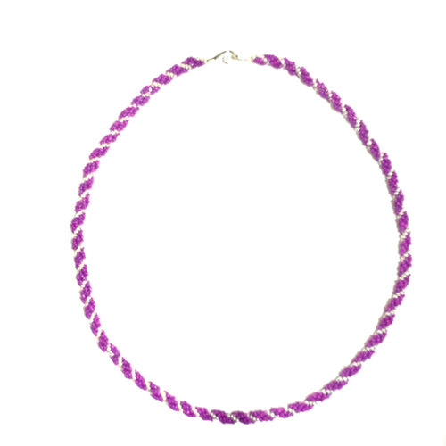 Purple and Silver Bead Necklace